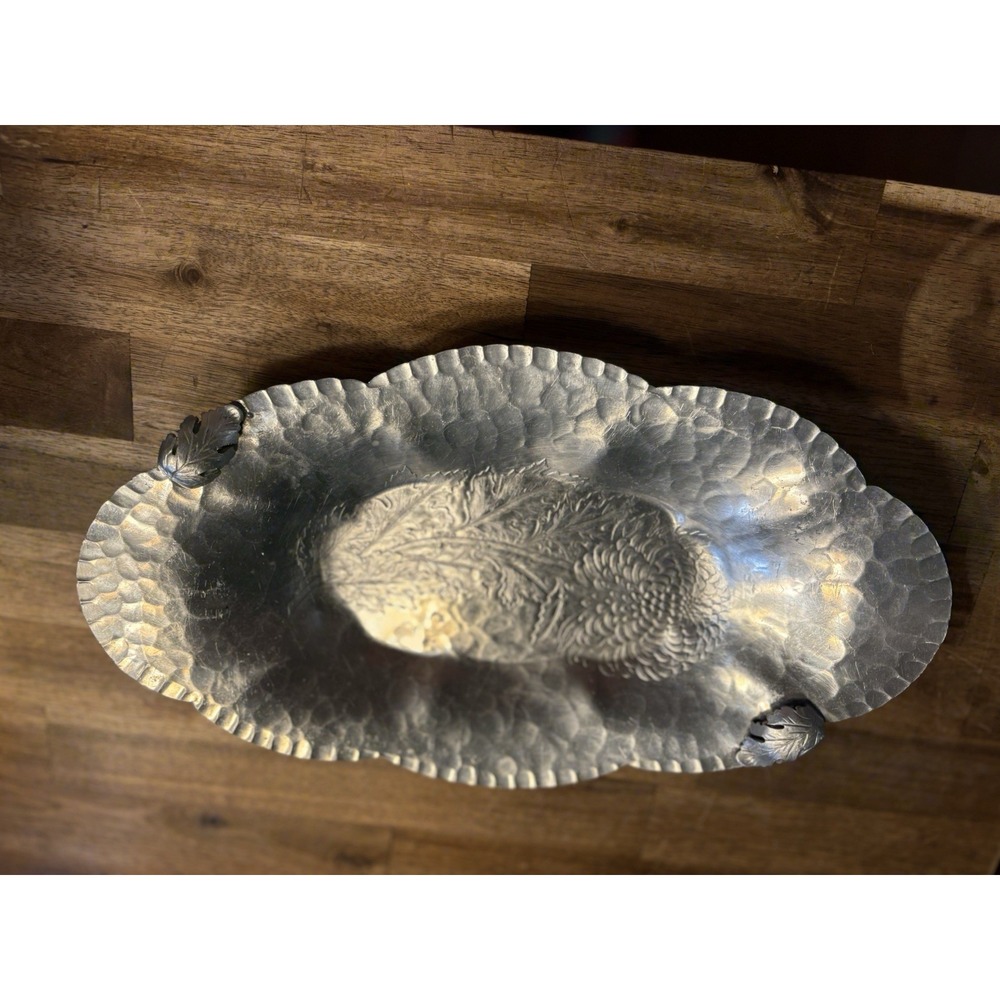 Vintage Trade Continental Hand Wrought Aluminum Bread Tray Flower 7.5" x 13"